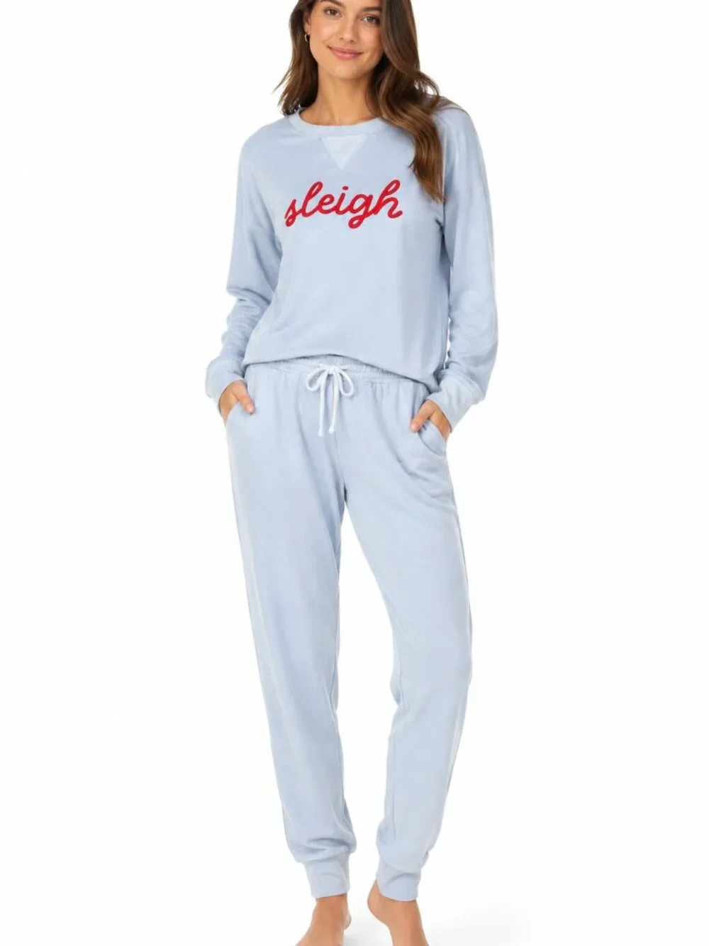 NEW Honeydew Simply Cozy Sleigh Pajama Set Frosty Blue Medium